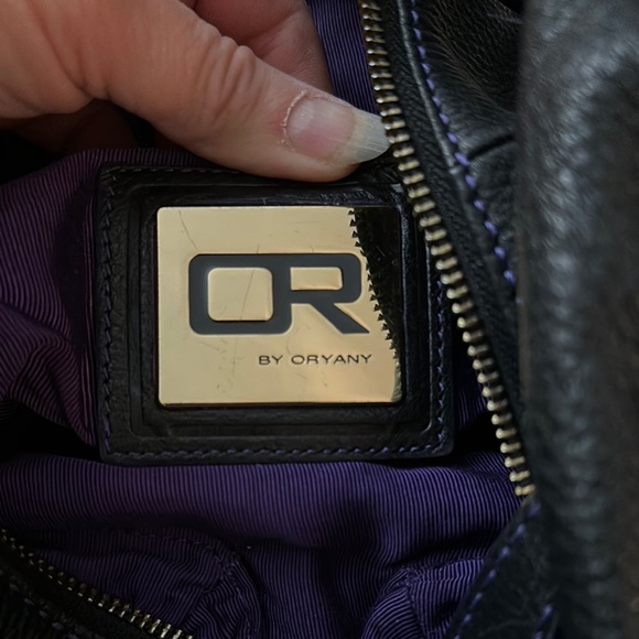 Black Leather Oryany Studded hobo Women's Bag purse - Picture 11 of 15